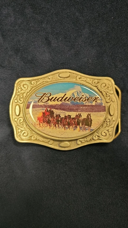 BUDWEISER CERVEZA TIRO CABALLOS TRINEO COLOR HEBILLA CINTURÓN 2006 Foto 1 de 2