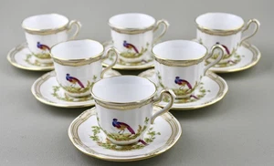 SPODE CHELSEA BIRD COFFEE DEMITASSE CUPS & SAUCERS X 6 ROYAL PROVENANCE - MINT! - Picture 1 of 13