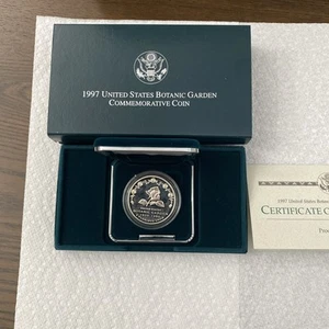 1997 P Botanic Garden Proof Silver One Dollar Commemorative W Box and COA - Picture 1 of 7