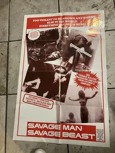 Póster original de la película Savage Man Savage Beast 1975 Mondo Horror  - Imagen 1 de 7