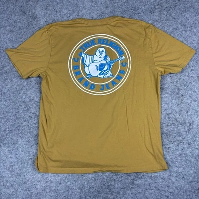 True Religion Buddha Logo Graphic Short Sleeve Crewneck T Shirt Men’s XL Gold - Image 1 of 4