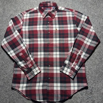 Izod Shirt Mens M Red Plaid Long Sleeves Button Down Western Cowboy Rancher - Image 1 of 4
