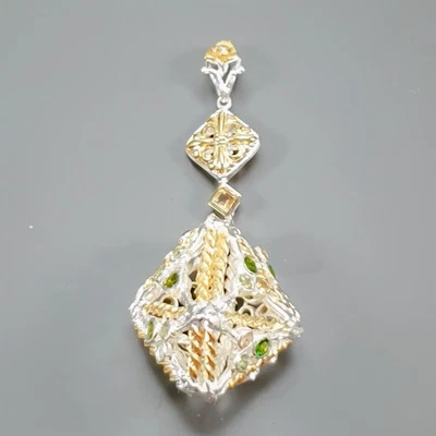 Colgante de diopsido de cromo natural hecho a mano de plata de ley 925/NP50658 Foto 1 de 4