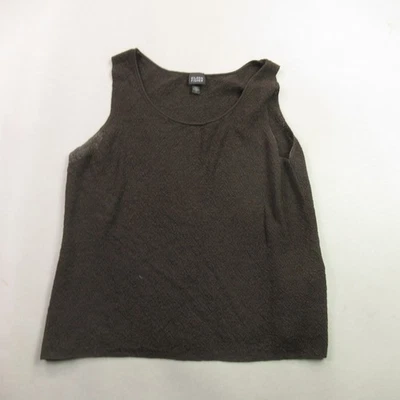 Eileen Fisher 衬衫女式大号无袖套衫户外轻便棕色 — 第 1/4 张图片