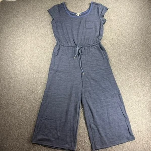 T Talbots pagliaccetto blu navy gamba larga tuta cappuccio ritagliato manica coulisse tasche S - Foto 1 di 9