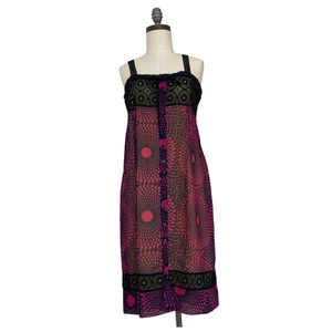 Y2K Rachel Roy Dresss size 2 lace mesh pink black sunburst whimsigoth dark fairy - Picture 1 of 11
