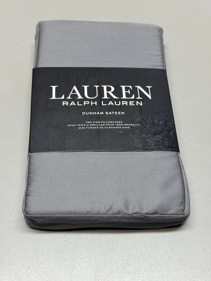 Ralph Lauren Dunham Sateen King Pillowcases 300tc Set of 2 Charcoal Gray