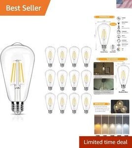 Versatile 12 Count LED Filament Bulbs for Indoor & Outdoor Lighting, 450LM - Picture 1 of 9