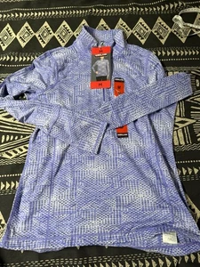 NEU Kirkland Damenpullover 4-Wege Stretchstoff 1/4-Reißverschluss azurblau Medium neu mit Etikett - Bild 1 von 5
