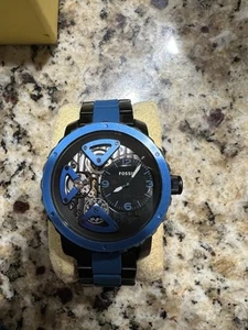 Fossil ME1140 Black and Blue 46mm Men’s Watch - Picture 1 of 2