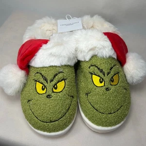 American Eagle Grinch NWT Scuff Slippers Santa Hat Women’s Size 9 - Picture 1 of 5