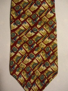 "Corbata de seda Garcia azul bronceado rojo marrón diseño artístico 60" - Imagen 1 de 2