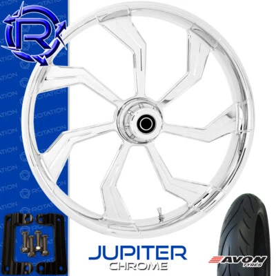 Rueda de moto cromada Jupiter rotación Kawasaki Vaquero Vulcan paquete 21" Foto 1 de 2