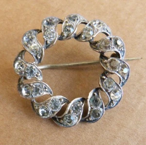Broche 19e siècle en ARGENT massif et strass Bijou ancien silver brooch - Picture 1 of 4