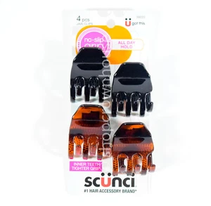 Scunci U Got This 4 pcs No Slip Grip Hair Jaw Clips 39220 BROWN BLACK - Picture 1 of 1