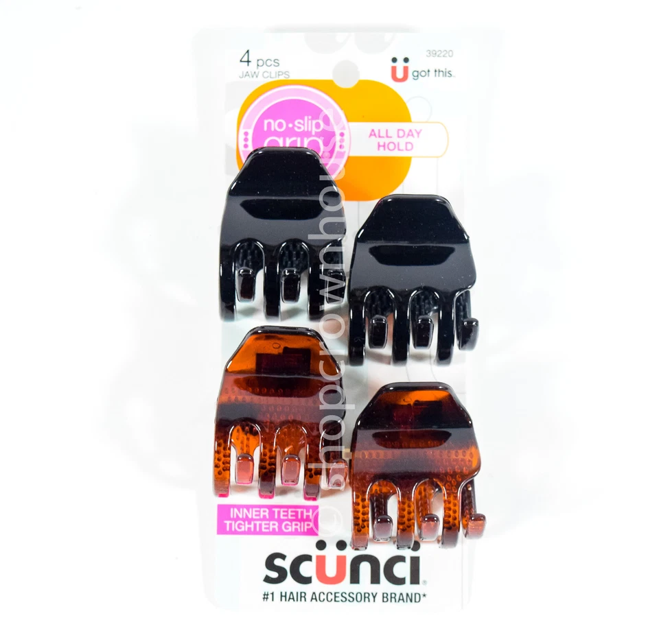 Scunci U Got This 4 pcs No Slip Grip Hair Jaw Clips 39220 BROWN BLACK - Image 1 of 1