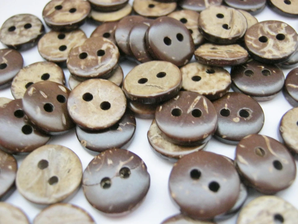 Brown Coconut Shell Buttons 10mm, 12mm, 15mm Shirt Blouse Cardigan Sewing Button - Image 1 of 1