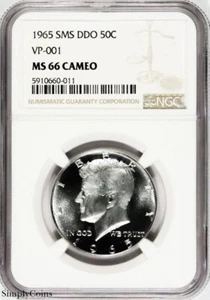 1965 DDO VP-001 SMS Kennedy Half Dollar ~ NGC MS66 CAMEO ~ TOP POP! 1 OF 2! - Picture 1 of 11