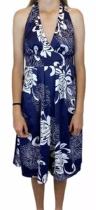 BNWT Basque Womens Size 8 Purple Floral Halter Neck Lined Dress with Tie Belt - Picture 1 of 3
