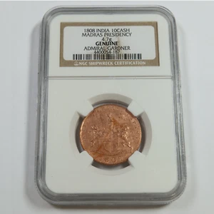 1808 NGC Genuine Shipwreck INDIA Admiral Gardner 10 Cash Coin #53844A - Picture 1 of 4