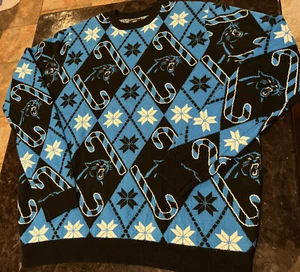 Maglione natalizio Team Apparel NFL Carolina Panthers Argyle stampa uomo taglia XXL - Foto 1 di 7