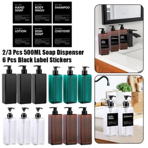 Dispenser Sapone Quadrato 500ml Con Etichetta Ricaricabile Liquido Lozione Shampoo Flacone - Foto 1 di 31