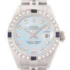 Rolex Ladies Datejust 18k Gold & Ss Ice Blue Dial Diamond Sapphire Jubilee Watch