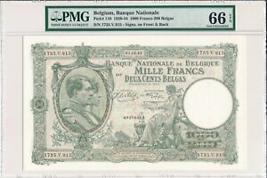 Banque Nationale Belgium  200 Belgas 1942  PMG  66EPQ