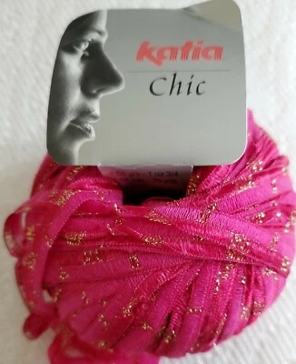 Fio de fita Katia CHIC #20 ouro rosa quente e metálico 50g 70 jardas feito na Espanha - Imagem 1 de 4