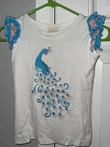 Lemon Loves Lime Girls Peacock Shirt Chasing Fireflies Boutique Summer Size 8 Yr - Picture 1 of 7