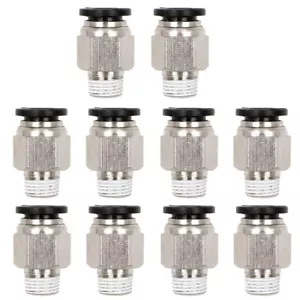 (Qty 10) OD 3/8" Tube x 1/4" NPT Pneumatic Fitting, Push To Connect Air Fitting - Picture 1 of 7