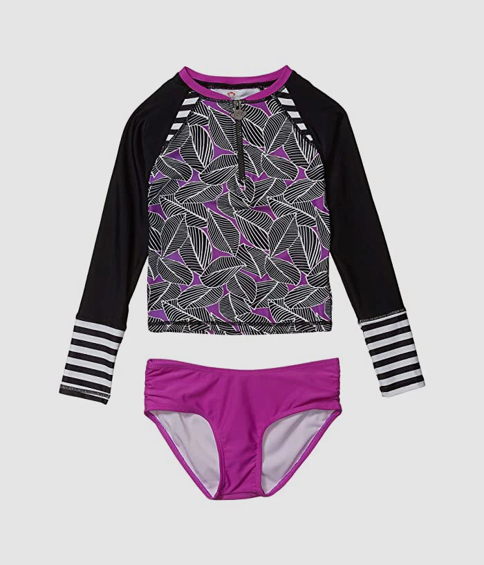 $88 Appaman девочки черный длинным рукавом напечатано Rash Guard комплект купальный костюм размер 7 - Изображение 1 из 1