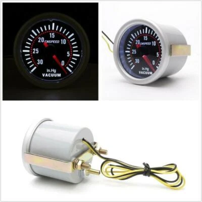 Lente de Humo Redonda 2" 52mm Coche Pantalla LED Medidor de Vacío 30-0 INHG Universal Foto 1 de 4