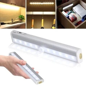 LED Motion Sensor PIR Cordless Night Light Closet Stair Battery Powered White - Picture 1 of 5
