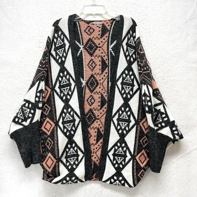 Cárdigan tejido Charlotte Russe para mujer talla S/M - gris rosa patrón geométrico Foto 1 de 4