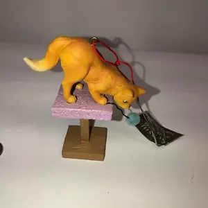 Midwest Seasons of Cannon Falls Christmas Ornament Ceramic Orange Kitty on Tower - Picture 1 of 9