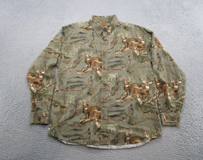 Morgan Creek Whitetail Deer Bow Hunting Mens Long Sleeve Button Up Shirt Size L - Image 1 of 4