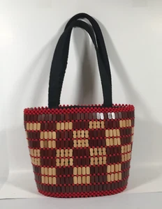 Plastic Earth tone Colors Beaded Purse With Wristlet Clutch/Wallet Zip Closure - Picture 1 of 24