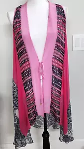 NEW Diane Von Furstenberg M 100% Silk Pink/Gray Swim Cover Up Asymmetrical Hem - Picture 1 of 8