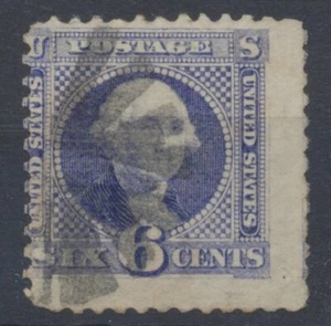 USA Stamps 1869 6c ultramarine w grill; Washington SG117; Scott 115 Used CV £225 - Picture 1 of 2