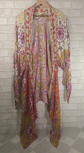 Free People Staubtuch Kimono Damen Einheitsgröße Blumen asymmetrisch Cut Out Fee Boho - Bild 1 von 6