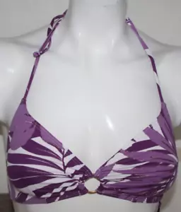 Bikini Oberteil Neckholder lila weiß Muster Gr 32 B Neu "Lascana" - Bild 1 von 1
