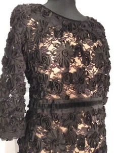 Gorgeous Per Una black party dress sheer with floral applique size 10 - Picture 1 of 11
