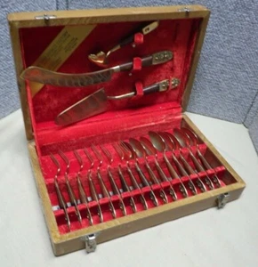 Juego de postres de palo de rosa tailandés moderno de mediados de siglo de 19 piezas/estuche ajustado - Imagen 1 de 8