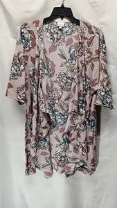 Cárdigan largo abierto claro floral rosa talla grande Lularoe para mujer - Imagen 1 de 5