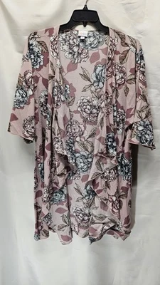 Womens Lularoe Size Large Pink Floral Light Open Long Cardigan - Image 1 of 4