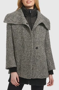 NWOT $340 Kenneth Cole Wool Blend Tweed Coat with Quilted Insulated Liner XL - Picture 1 of 7