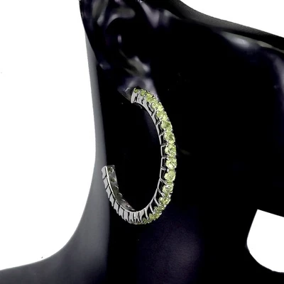 925 Sterling Silver Earrings Round Peridot 3mm Natural Gemstone Jewelry - Image 1 of 4