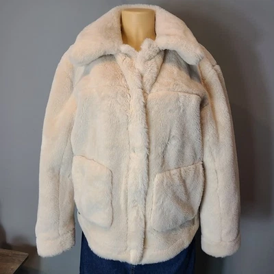 Jou Jou Faux Fur jacket Cream mob wife old money timeless closet staple women S - Image 1 of 4
