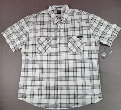 Encye Men's 5XL Black/white Plaid Button-Up Short-sleeve - Image 1 of 4